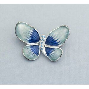 Vintage White & Blue Butterfly Brooch CY1